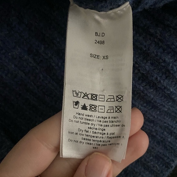 Ganni Rib Knit Cardigan Dutch Blue Boxy Wool Cropped Sweater - Picture 7 of 9